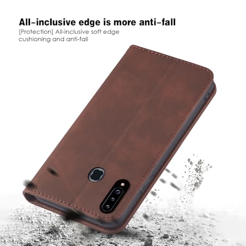 Asuwish Flip Wallet Phone Case for Samsung Galaxy A20s with Tempered Glass Screen Protector Magnetic Closure Folio Cover Credit Card Holder Slot Stand Cell Accessories A 20s Plus A207M Women Coffee - color: Coffee