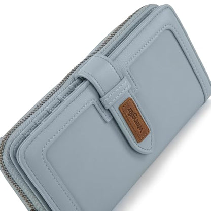 X Wrangler Women's Wallets Bifold Wristlet Wallets for Women Large Capacity Credit Card Wallet with ID Window - color: Jeans Blue