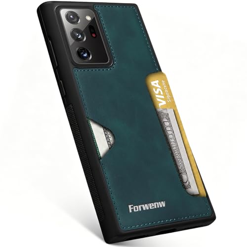 for Samsung Galaxy Note 20 Ultra Case with Card Slot, Leather Back Shockproof Protection Cover, Ultra-Thin Wallet Phone Case, for Samsung Note 20 Ultra 5G Card Slot Case with Card Holder (Green) - color: Green, size: Note20 Ultra