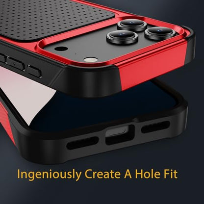 Designed for iPhone 17 Pro Max Case 2 in 1 Gift Militay Grade Drop Protective Rugged Heavy Duty Cover Shockproof Case for iPhone 17 Pro Max Phone Case for Women Men Boy Girl (Red) - color: Red