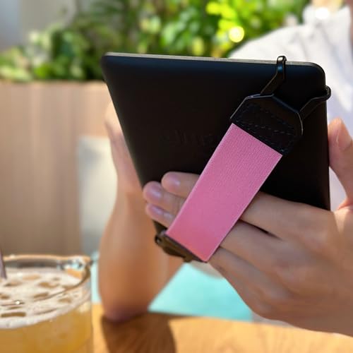 Security Hand-Strap for 6-8" Kindle eReaders Fire Tablet - Kindle/Kobo/Voyaga/Lenovo/Sony Kindle E-Book Tablet, High-Elasticity Versatile Hand Strap Lightweight Finger Grip Holder,Pink - color: Pink