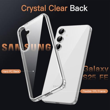 JETech Case for Samsung Galaxy S25 FE, Anti-Yellowing, Clear | Shockproof Protection, Scratch Resistant Hard PC Back, Durable Transparent TPU Bumper - color: Clear, size: Galaxy S25 FE