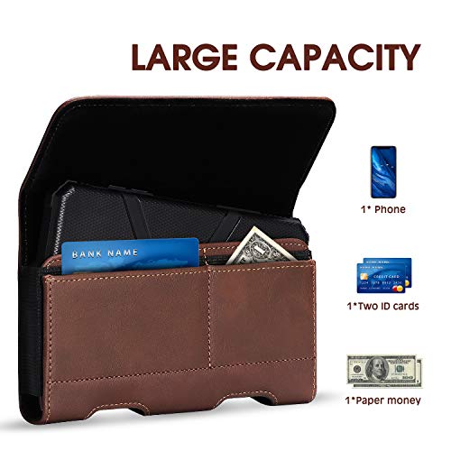 BECPLT for Galaxy S25 Ultra S24+ S23 Ultra Holster Leather Carrying Cell Phone Holder Belt Clip Holster Case Pouch Brown - color: Brown-Leather, size: XL (6.85" x 3.6" x 0.75")
