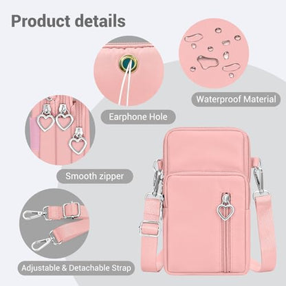 YINHEXI Small Crossbody Bags for Women Trendy, Mini Triple Compartment Cell Phone Crossbody Wallet Purses - color: Pink-2