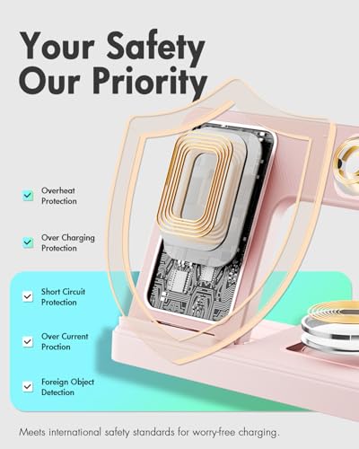 GETPALS Wireless Charger iPhone Charging Station for Apple Multiple Devices - color: Pink
