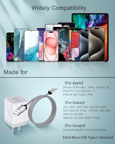 iPhone 17e 18 Wall Charger & USB-C Cable, Charging Power Adapter USBC Cord - color: White, style: USB C