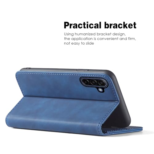 Asuwish Flip Wallet Phone Case for Samsung Galaxy A17 5G with Tempered Glass Screen Protector Magnetic Closure Folio Cover Credit Card Holder Slot Stand Cell Accessories A 17 17A 4G Women Men Blue - color: Blue