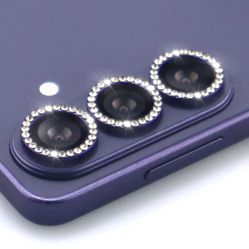 for Samsung Galaxy S26 / S26 Plus Camera Lens Protector, Bling Diamond Metal Ring Tempered Glass Lens Cover, Sparkly Rhinestone Accessories (Violet) - color: Violet