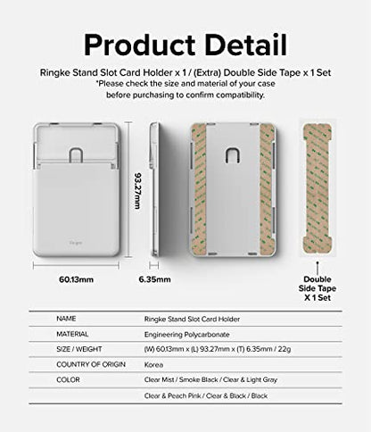 Ringke Stand Slot Card Holder [Phone Wallet Stick on + Stand] ID & Credit Card Holder for Phone Case, Solid Card Wallet with Phone Kickstand Compatible with iPhone Galaxy Android - Clear & Light Gray - color: Clear & Light Gray