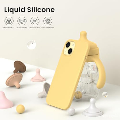 ORNARTO Compatible with iPhone 15 Case 6.1, Slim Liquid Silicone 3 Layers Full Covered Soft Gel Rubber Phone Case, Anti-Scratch Shockproof Protective Cover 6.1 Inch, Butter Yellow - color: Butter Yellow