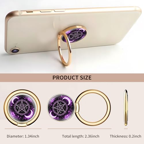 Cell Phone Ring Holder, Cute Metal Phone Grip Stand Finger Ring Kickstand, Flexible 360°Rotation Phone Tablet Case Accessories Compatible with Most Phones Purple Moon Symbol - color: Purple Moon Symbol