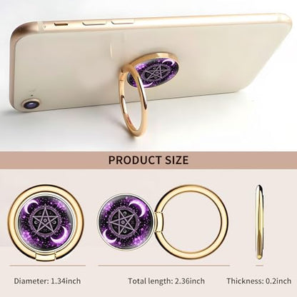 Cell Phone Ring Holder, Cute Metal Phone Grip Stand Finger Ring Kickstand, Flexible 360°Rotation Phone Tablet Case Accessories Compatible with Most Phones Purple Moon Symbol - color: Purple Moon Symbol