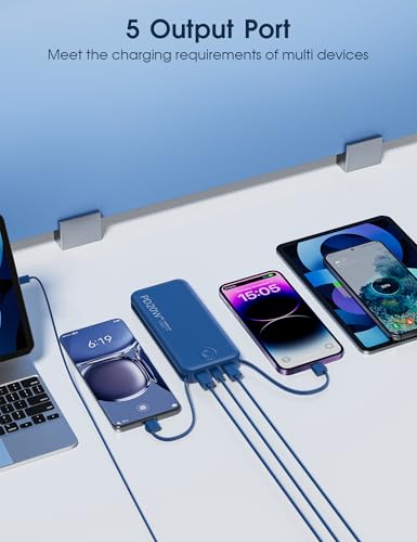Nusyddy Portable Charger 10000mAh Fast Charging w/Built-in Wall Plug Navy - color: Navy