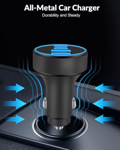 iPhone 18 17 16 Car Charger Fast Charging, 90W 4Port USB C Fast Car Charger - color: Black