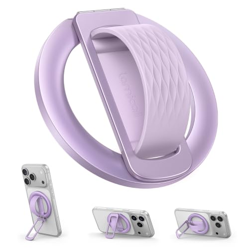 Lamicall Lavender Comfortable Magnetic Phone Finger Loop Grip for MagSafe - color: Lavender - Zinc Alloy - Silicone Grip