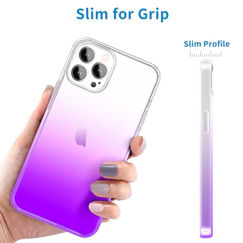 JJGoo Compatible with iPhone 14 Pro Case, Clear Soft Shockproof Protective Slim Thin Bumper Cover Transparent Phone Case, Gradient Purple - color: Gradient Purple