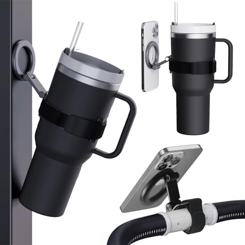 Magnetic Phone Holder for Stanley Cup,Adjustable Water Bottle for Gym,Phone Stand Fit for iPhone with Magsafe,Universal Holder Mount for Stanley Owala Yeti Tumbler Hydrojug 16-60oz,Gym,Stroller