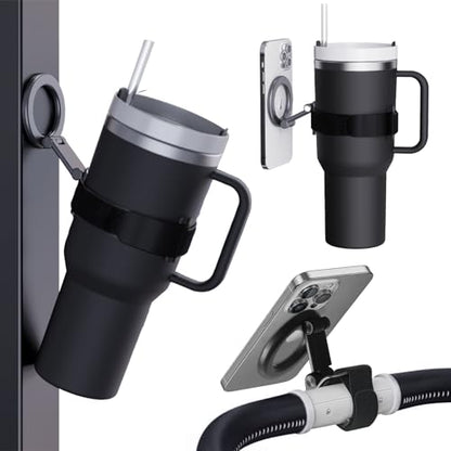 Magnetic Phone Holder for Stanley Cup,Adjustable Water Bottle for Gym,Phone Stand Fit for iPhone with Magsafe,Universal Holder Mount for Stanley Owala Yeti Tumbler Hydrojug 16-60oz,Gym,Stroller