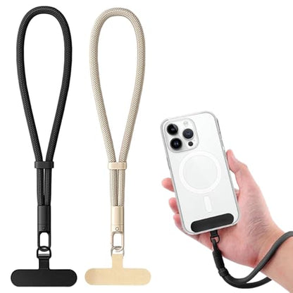 Adjustable Phone Wrist Strap, Slim Lanyard with Tether Tab Anti Drop Wristlet for and Smartphones, Nylon Hand Strap - color: Black+camel
