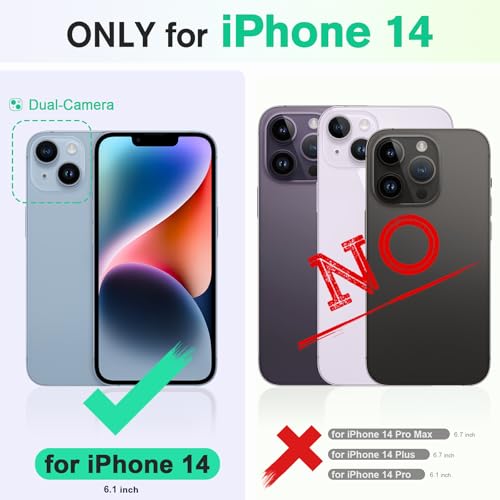 TUCCH Wallet Case for iPhone 14 6.1", 4 Card Holders, Dark Blue & Lake Blue | RFID Blocking, Viewing Stand, Shockproof TPU Shell, PU Leather, Magnetic Closure, Protective Folio Flip Cover - color: Dark Blue & Lake Blue