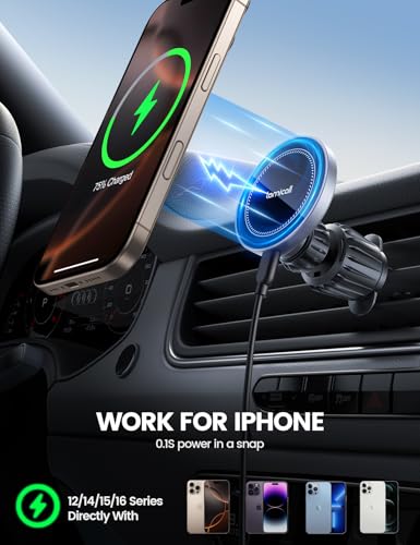 Lamicall 15W for MagSafe Car Mount Charger Vent Dashboard 360° for iPhone - color: NEW Upgraded - Silver