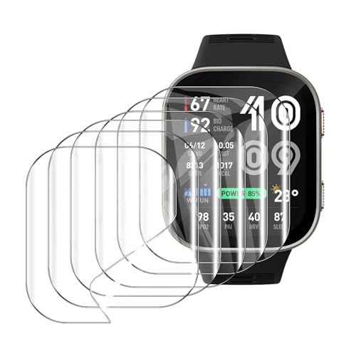 6 Pack Compatible for Amazfit Bip Max Screen Protector, Flexible TPU Film [Not Glass], Full Coverag, HD Clear Easy Install, Bubble Free for Amazfit Bip Max Screen Protector - size: RM6-Amazfit Bip Max-US