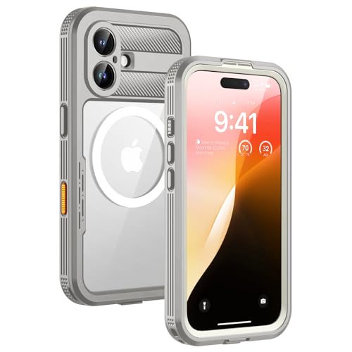 Lanhiem Magnetic for iPhone 16 Case, IP68 Waterproof Dustproof Case, [Compatible with Magsafe] [Built-in Screen Protector] Full Body Heavy Duty Rugged Phone Cover 6.1 inch, Natural - color: Natural Titanium, size: for iPhone 16