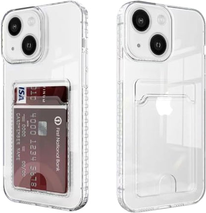 Compatible with iPhone 15 Case with Card Holder, Clear Card Slot case, Ultra-Thin, Soft, Shockproof, Credit Card Protective Cover - size: 15