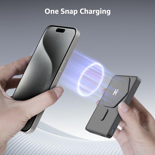 SIXTHGU Magnetic Power Bank for Magsafe, 10000mAh Wireless Portable Charger, 22.5W Fast Charging, PowerMag for iPhone 17/16/15/14/13/12 Pro/Pro Max/Plus/Mini, Titanium - color: Grey