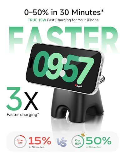 Magnetic Wireless Charging Station, Charger Stand for iPhone Apple Watch - color: Black