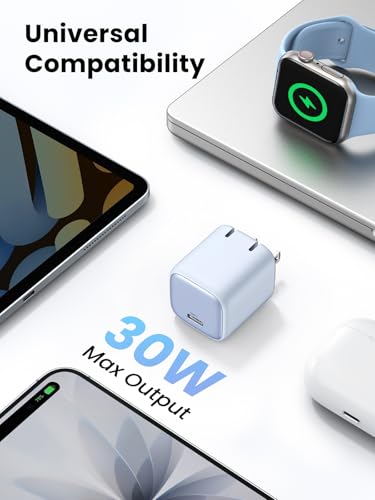 UGREEN Nexode 30W USB C Charger, GaN Fast Charger for iPhone 18/17 - color: Blue