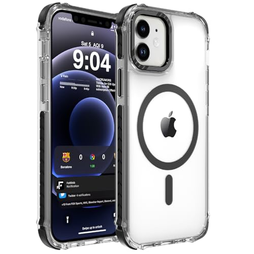 DEERLAMN Strong Magnetic Case for iPhone 12/12 Pro 6.1-Inch,[Compatible with Magsafe][Military Grade Drop Protection] Clear Slim Shockproof Protective Phone Cover-Transparent+Black - color: Transparent+Black, size: for iPhone 12/12 Pro 6.1-Inch