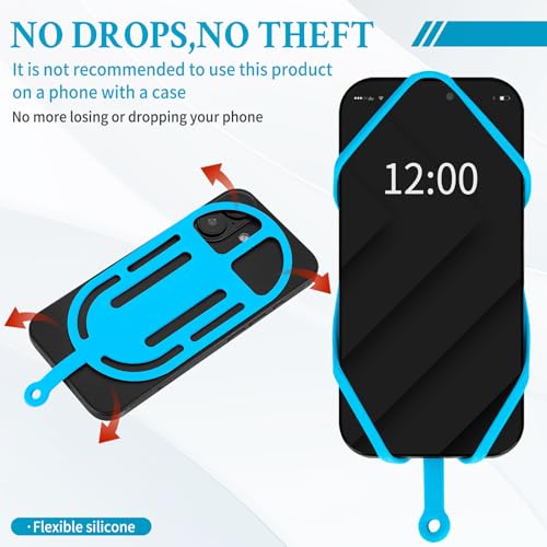 HOTEMIA Silicone Phone Lanyard Holder with Carabiner, Universal Phone Strap,Anti-Theft Phone Case with retractable tether - color: Blue