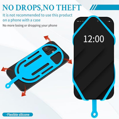 HOTEMIA Silicone Phone Lanyard Holder with Carabiner, Universal Phone Strap,Anti-Theft Phone Case with retractable tether - color: Blue