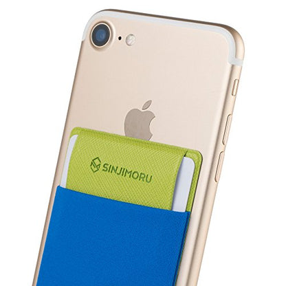 Sinjimoru Card Holder for Back of Phone, Stick on Phone Wallet, Blue - color: blue