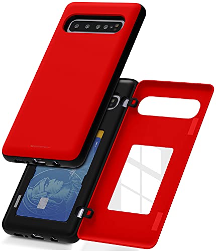 GOOSPERY Magnetic Door Bumper Compatible with Galaxy S10 5G, Card Holder Wallet Case Easy Magnet Auto Closing Protective Dual Layer Sturdy Phone Back Cover - Red - color: Red, size: Galaxy S10 5G