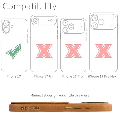 Dockem Genuine Leather Card Case for iPhone 17 with Camera Control Button and Stitched-on Wallet with 2 Holder Slots (Light Brown, M2GL) - color: Light Brown, size: 17
