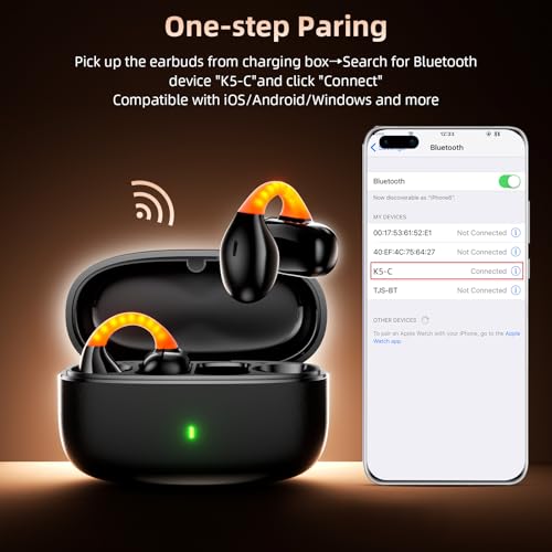 Open Ear Sport Earbuds, Clip on Bluetooth Headphones for Running Workout