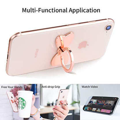 PZOZ Metal Cell Phone Finger Ring Stability Holder Back Stand Collapsible Hand Grip Knob Loop Car Mount Hook Kickstand 360 for iPhone Samsung Galaxy Mobile Cute Accessories (Rose Gold) - color: Rose Gold