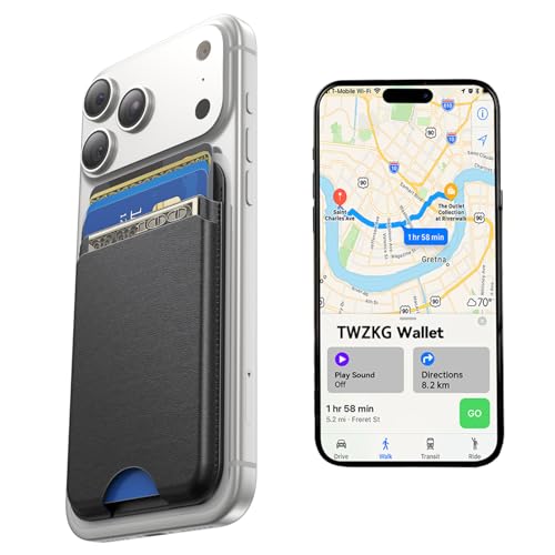 TWZKG for MagSafe Wallet, Works with Apple Find My,5 Card Holder, Slim Magnetic Phone Wallet for iPhone 17/16/15/14/13/12 Pro Max Plus Air, RFID Blocking Vegan Leather,Black - color: Findmy Black