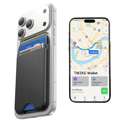 TWZKG for MagSafe Wallet, Works with Apple Find My,5 Card Holder, Slim Magnetic Phone Wallet for iPhone 17/16/15/14/13/12 Pro Max Plus Air, RFID Blocking Vegan Leather,Black - color: Findmy Black