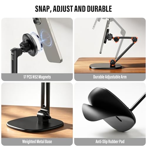 APPS2Car Magnetic Phone Stand for MagSafe, Adjustable Phone Holder for Desk - color: Black - Magnetic Phone Stand