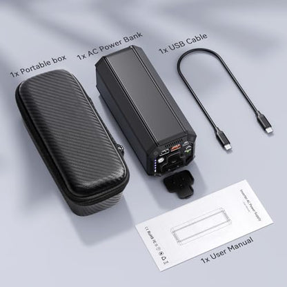 Portable Power Bank with AC Outlet, 100W Portable Laptop Charger, 98Wh/27000mAh High Capacity with 65W PD USB C Laptop Battery Bank, Backup Power Source for Business Travel and Outdoor Activities