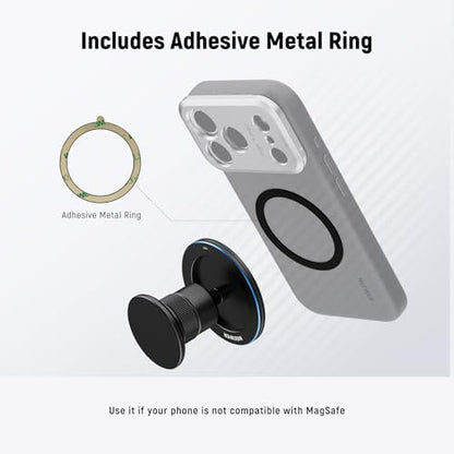 NEEWER Magnetic Phone Tripod Mount Compatible with MagSafe iPhone, Gym Golf Cart Phone Holder, 360° Ball Head Adapter Mount with Metal Ring & Detachable Base for Selfie Stick Tripod, PA072 - style: PA072