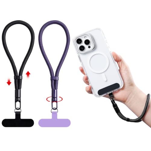 Phone Lanyard for Cellphone Case, Phone Wrist Strap for Case, Cellphone Strap Wrist Lanyard for Women and Men - color: Black+purple