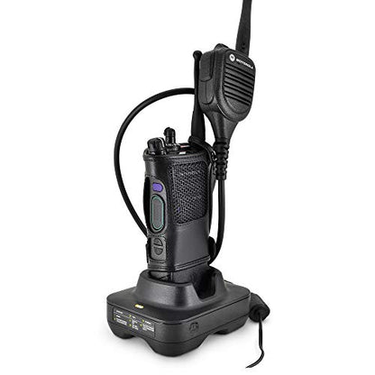 Turtleback Radio Holster for Motorola APX6000 – 2024 Upgraded – Durable Leather Belt Radio Holster with Heavy-Duty Ratcheting 2.25" Belt Loop – All-Button Access – Fits Slim or Extended Battery - color: Black APX6000 Belt Loop