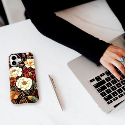 Compatible with iPhone 17,Anti-Scratch Glossy Case Cover,Stained Glass Flower 04 - color: Stained Glass Flower 04, size: IPhone 17