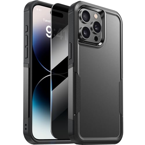 Diaclara Designed for iPhone 14 Pro Case, [with Privacy Screen Protector] [Anti Spy] [Military Grade Drop Protection] Heavy Duty Full-Body Shockproof Phone Case, Black - color: Black, size: iPhone 14 Pro 6.1"
