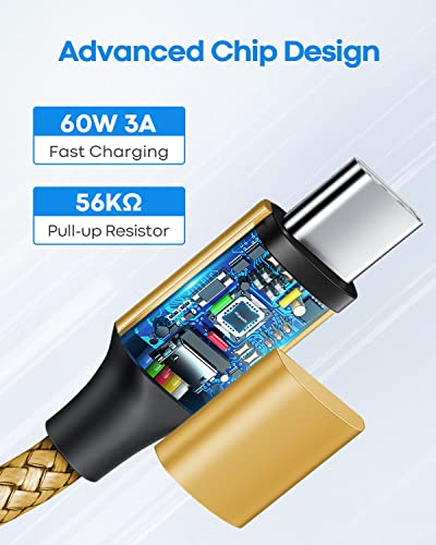 etguuds USB C to USB C Cable 1ft, 2-Pack 60W C to C Cable Fast Charging - color: Gold, size: 1ft