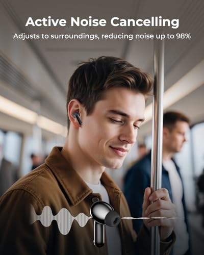 Wireless Earbuds with Smart Touchscreen Case, Bluetooth 6.0 Ear Buds with AI Noise Cancelling Calls, 40H Playtime Stereo Headphones, IPX7 Waterproof Earbuds for Workout, Travel, iPhone, Android, Black